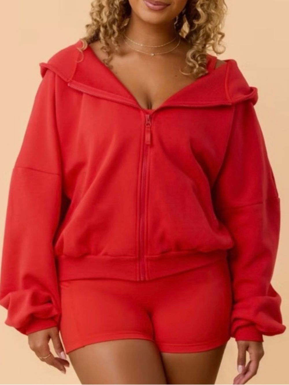 NWT 3X Blogilates Marshmallow Hoodie Red Oversized Full Zip Up Cozy Fleece